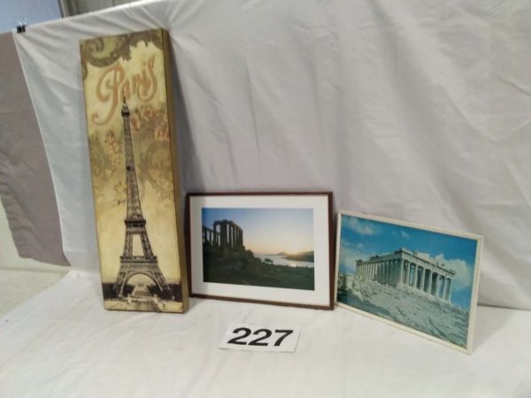 lot 227 framed pictures & Paris wall hanging board