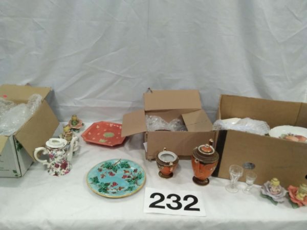 lot 232 mixed plates, tea sets( partial) ornaments etc