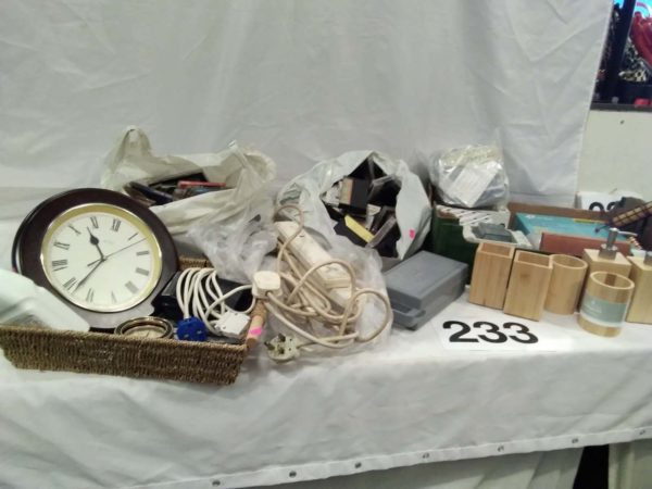 lot 233 tapes, soap dispensers, electrical item, clock etc