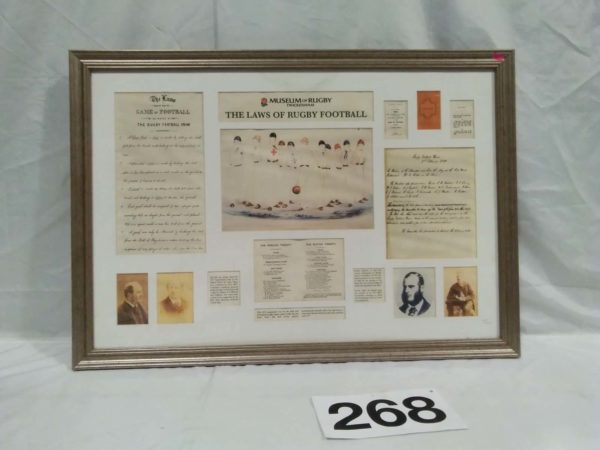 lot 268 Twickenham Rugby Mueseum Ltd edition 957/1000 ” laws of Rugby Football