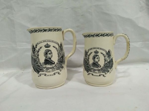 lot 274 2 antique 1887 Queen Victoria Jubilee stoneware jugs