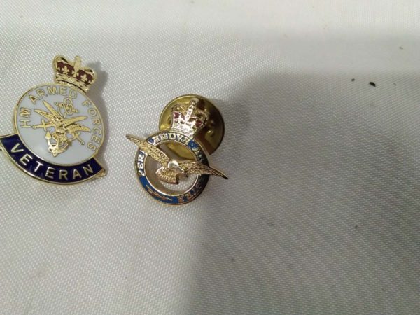 lot 297 brass model of WW2 spitfire, Veteran badge & RAF Badge - Image 3