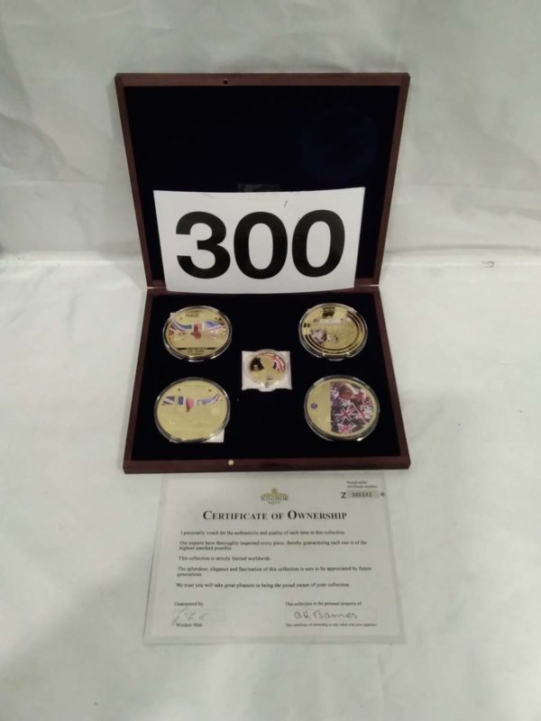 lot 300 cased VE day 5 piece coin set