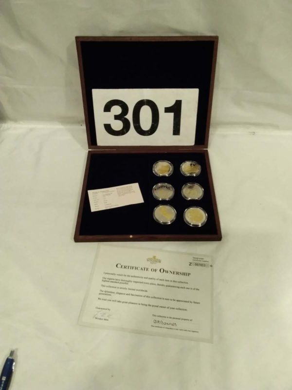 lot 301 cased WW1 silver plated  6 coin set