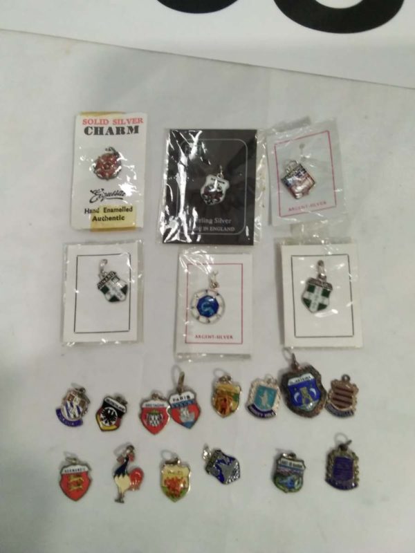 lot 308 collection of silver & enamel bracelet charms