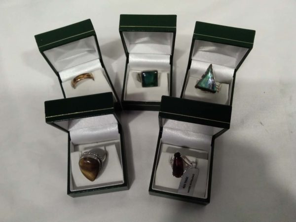 lot 315 collection of 5 sterling silver stone set rings (boxes not included)