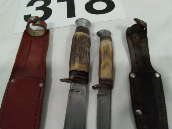 lot 318 2x vintage stag horn handled hunting knives - Image 3