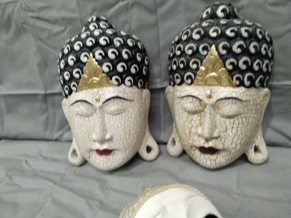 lot 341 oriental wall hanging masks, venetian masquerade style mask - Image 5