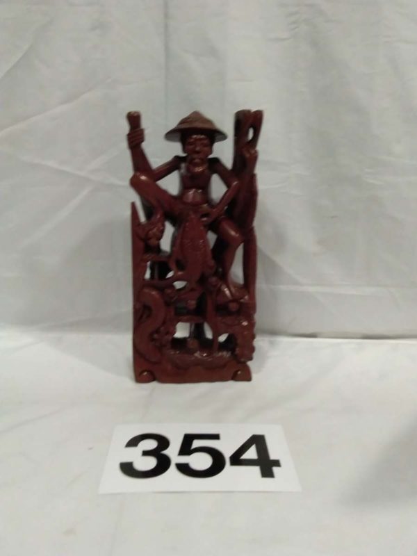 lot 354 Chinese carving man with fish