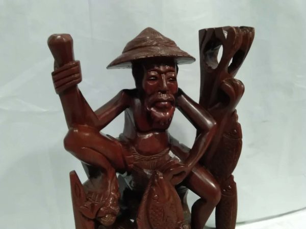 lot 354 Chinese carving man with fish - Image 5