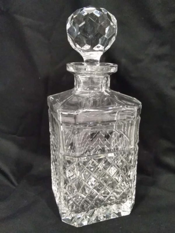 lot 382 cut glass/crystal clear tooth pick holder, vintage cut glass lead crystal decanter - Image 4