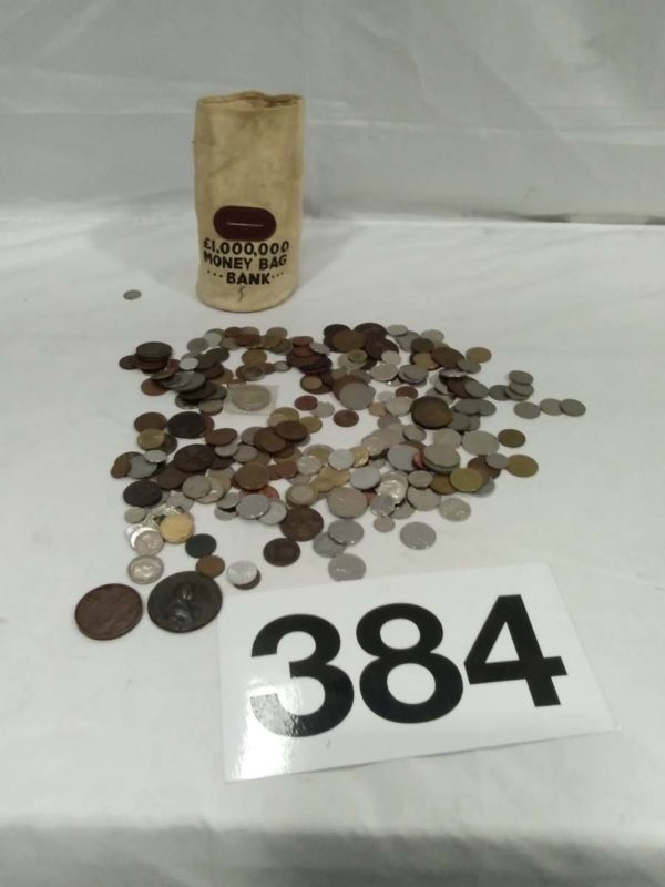 lot 384 old coins & money bag - Image 2