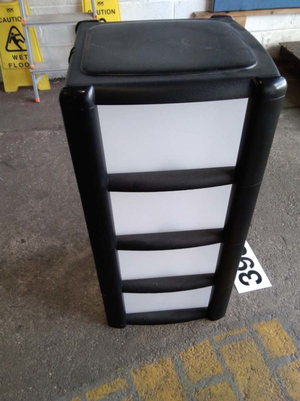 lot 393 4  drawer black plastic tower - Image 5