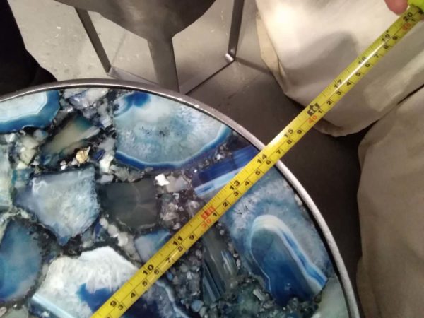 lot 394 pair of metal framed side tables with composite Blue agate tops - Image 9