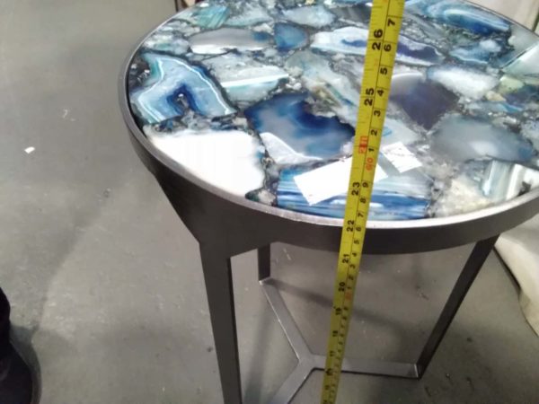 lot 394 pair of metal framed side tables with composite Blue agate tops - Image 8