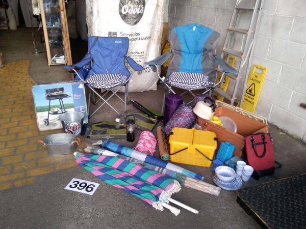 lot 396 camping & ourdoor items including air beds, sleeping bags, bbq, etc.