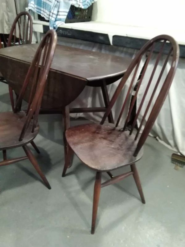 lot  ercol  drop leaf table and 4 chairs country style - Image 2