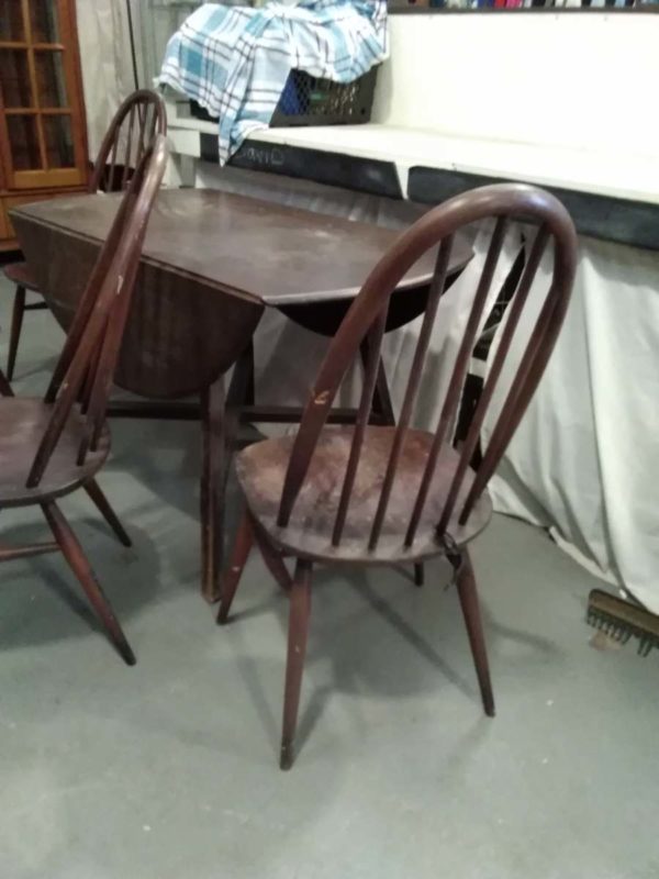 lot  ercol  drop leaf table and 4 chairs country style - Image 9