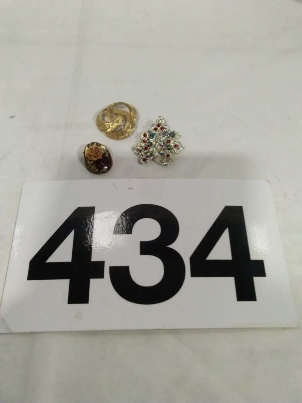 lot 434 2 x brooches & a scarf clip