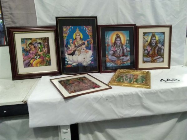 lot 448 6 x Hindu Gods framed pictures