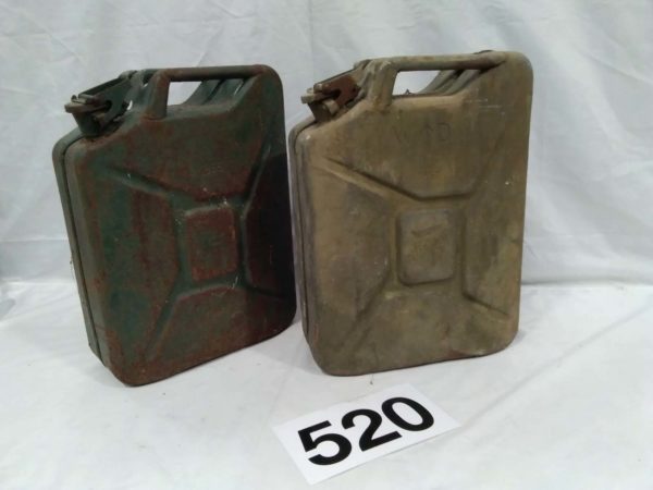 lot 520 x2 large 20l vintage jerry cans dated 1955 & Military marked 1952 - Image 2