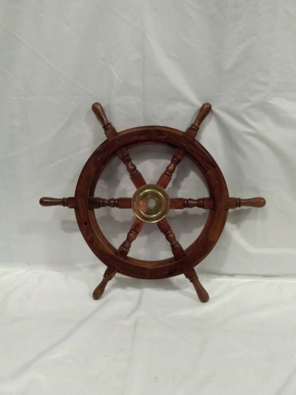 lot 557 wooden reproduction ships wheel ( 25″ diameter)