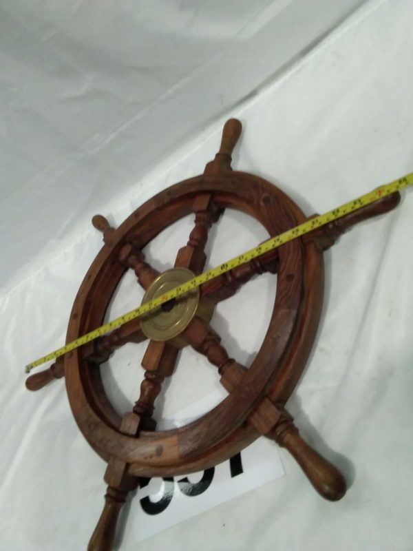 lot 557 wooden reproduction ships wheel ( 25″ diameter) - Image 5