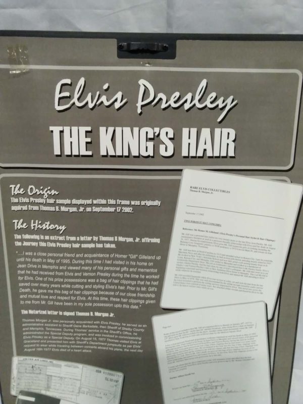 lot 568 framed genuine piece of Elvis Presleys hair - Image 5