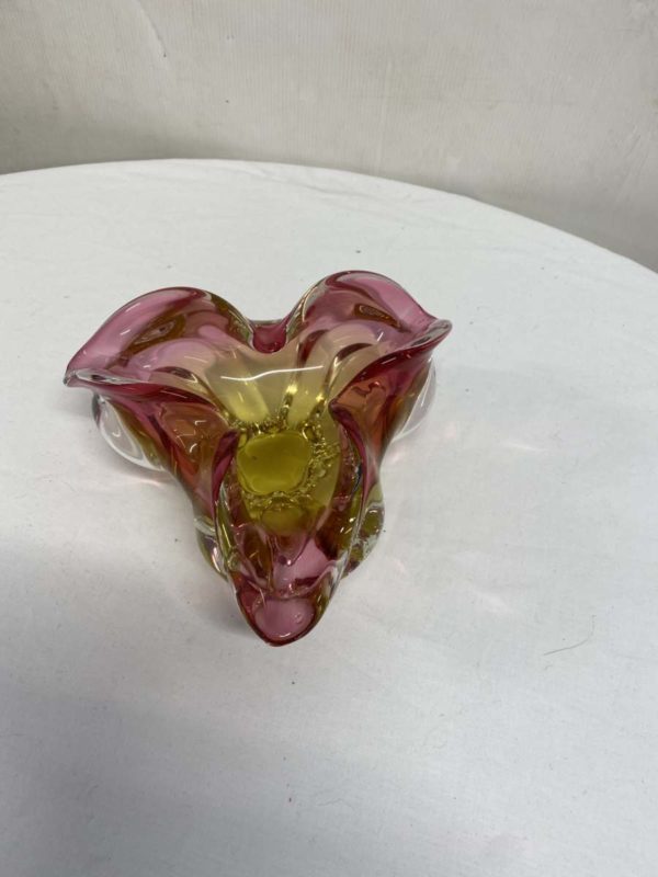 LOT 1007-MURANO STYLE GLASS BOWL -ORCHID SHAPE