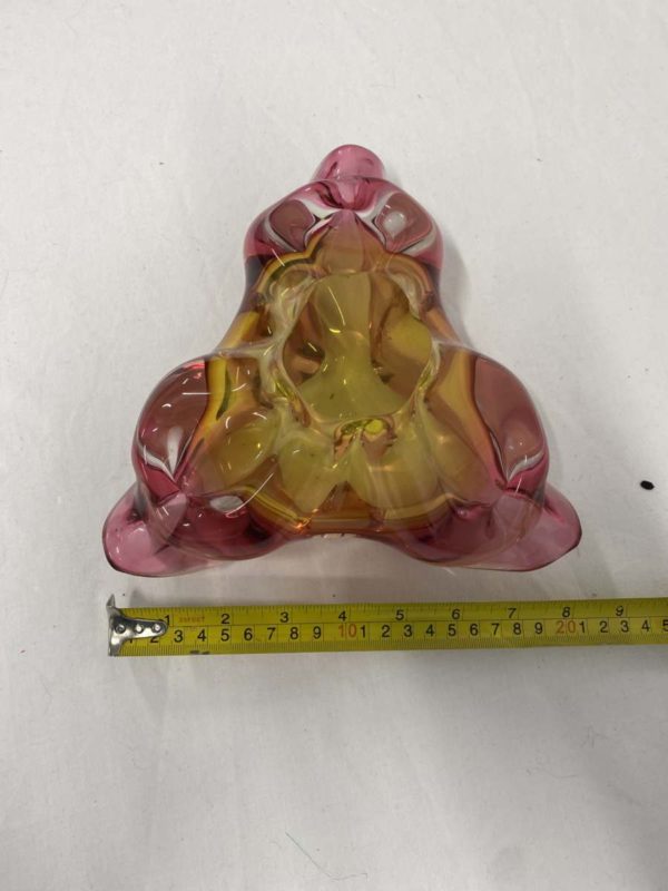 LOT 1007-MURANO STYLE GLASS BOWL -ORCHID SHAPE - Image 4