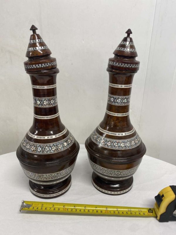 LOT 1009- PAIR OF WOOD HAND MADE VESSELS