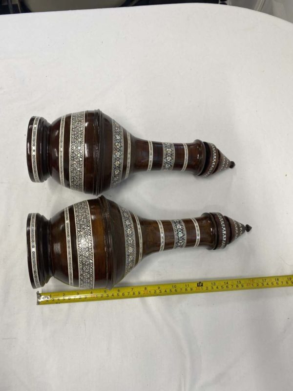 LOT 1009- PAIR OF WOOD HAND MADE VESSELS - Image 2